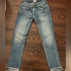 hudson blue mid wash low rise skinny jeans